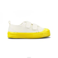 s.m.kid velcro 10 branco/823 amarelo Novesta F8F8V283 sapatos veganos